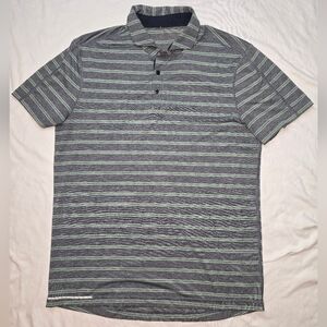 Lululemon Propel Polo Short Sleeve Heather Grey & Green Stripes